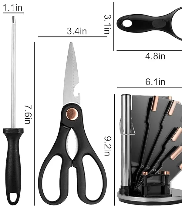 Couteaux 8 pièces avec support tournant